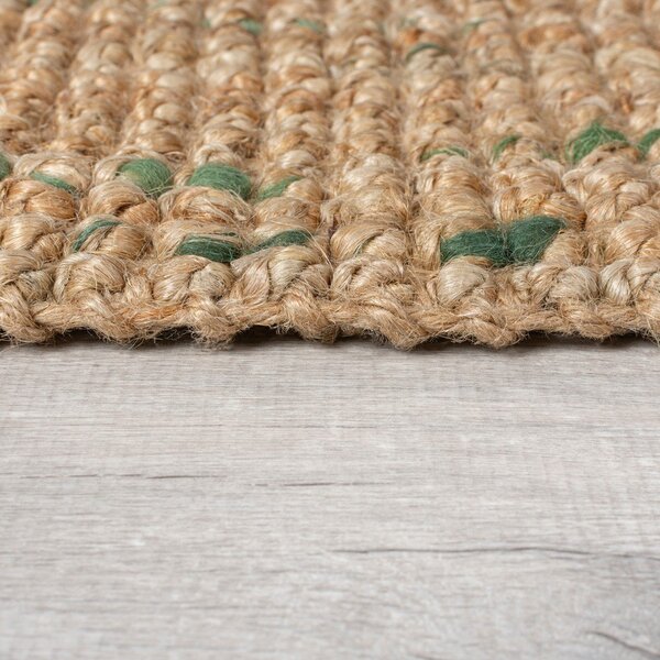 Zöld-natúr színű kétoldalas kézi szövésű juta futószőnyeg 60x230 cm Jute Boucle Green – Flair Rugs