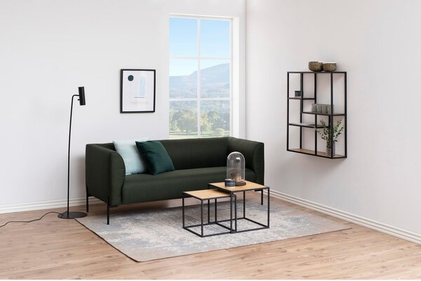 Fekete-natúr színű fali könyvespolc tölgyfa dekorral 75x91 cm Seaford – Actona