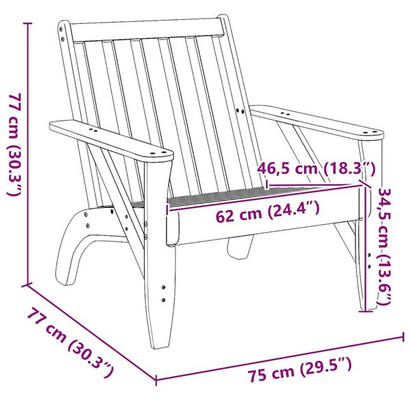 Kerti adirondack szék fehér 75x77x77 cm tömör fa fenyőfa