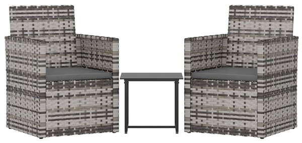 3 részes szürke polyrattan kültéri ülőgarnitúra párnákkal (319191)