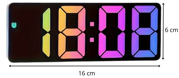 Színes LED Digitális Asztali Ébresztőóra Szundi Funkcióval, Dátum és Hőmérséklet Kijelzéssel – Fekete