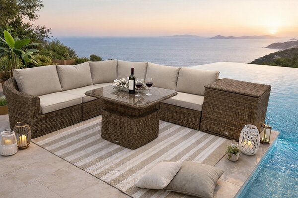 DEOKORK Rattan moduláris készlet BORNEO LUXURY 5 személyes (barna)