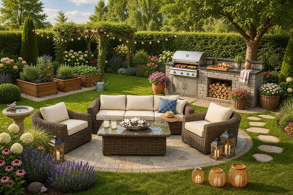 DEOKORK Rattan moduláris készlet BORNEO LUXURY 5 személyes (barna)