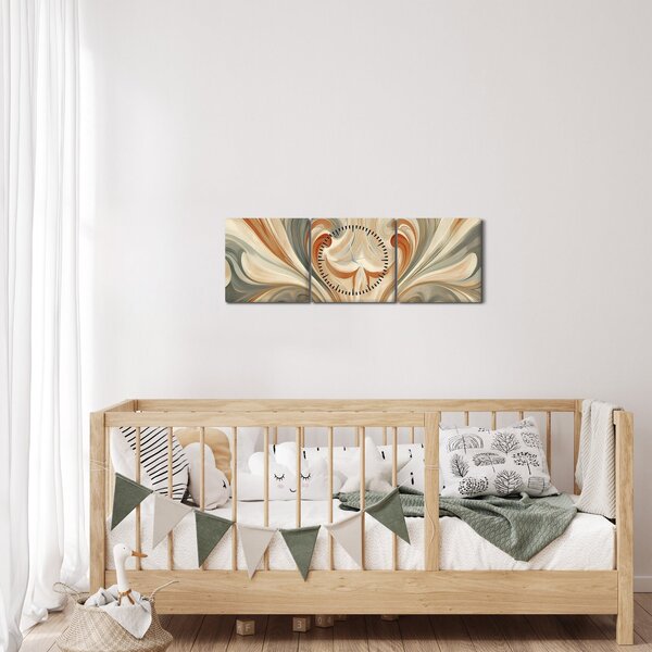 Kép - Örvények földszínekkel (órával) (90x30 cm)