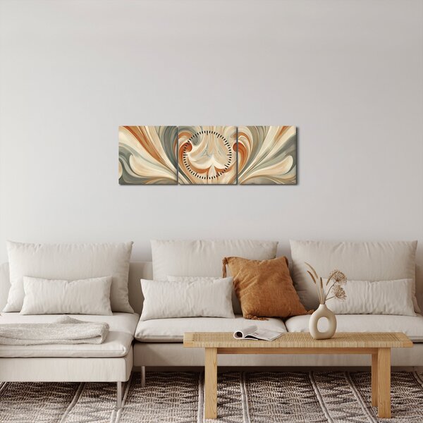 Kép - Örvények földszínekkel (órával) (90x30 cm)