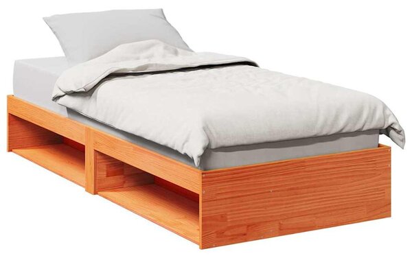 Viaszbarna tömör fenyőfa kanapéágy matrac nélkül 80 x 200 cm