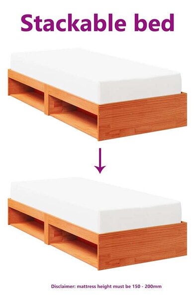 Viaszbarna tömör fenyőfa kanapéágy matrac nélkül 80 x 200 cm