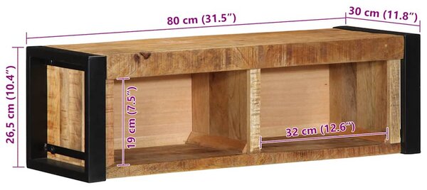Tömör nyers mangófa TV-szekrény 80x30x25 cm