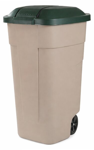 Műanyag kültéri szemetes 110l beige-zöld