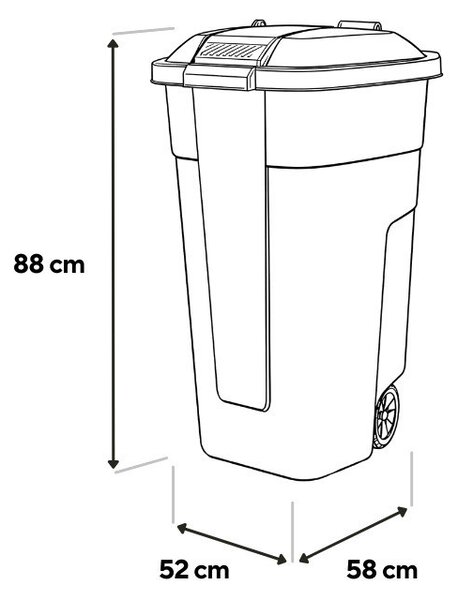 Műanyag kültéri szemetes 110l beige-zöld