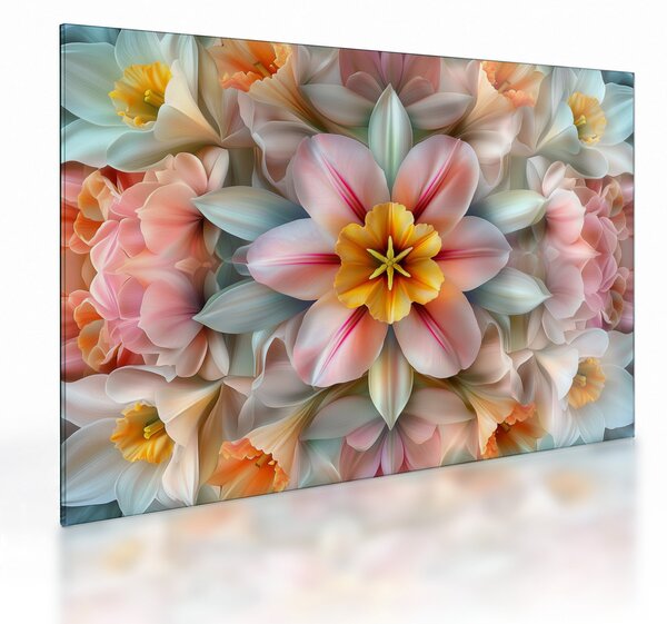 Üveg kép - Kaleidoszkópos virág (70x50 cm)