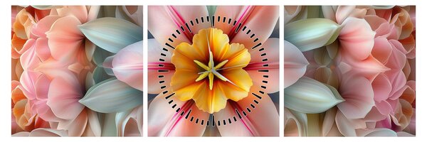 Kép - Kaleidoszkópos virág (órával) (90x30 cm)