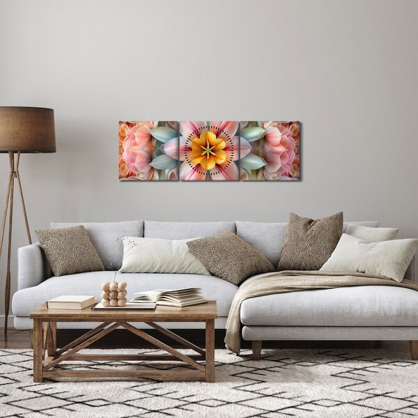 Kép - Kaleidoszkópos virág (órával) (90x30 cm)