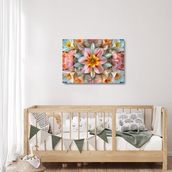 Üveg kép - Kaleidoszkópos virág (70x50 cm)