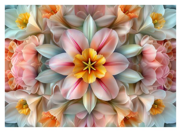 Üveg kép - Kaleidoszkópos virág (70x50 cm)