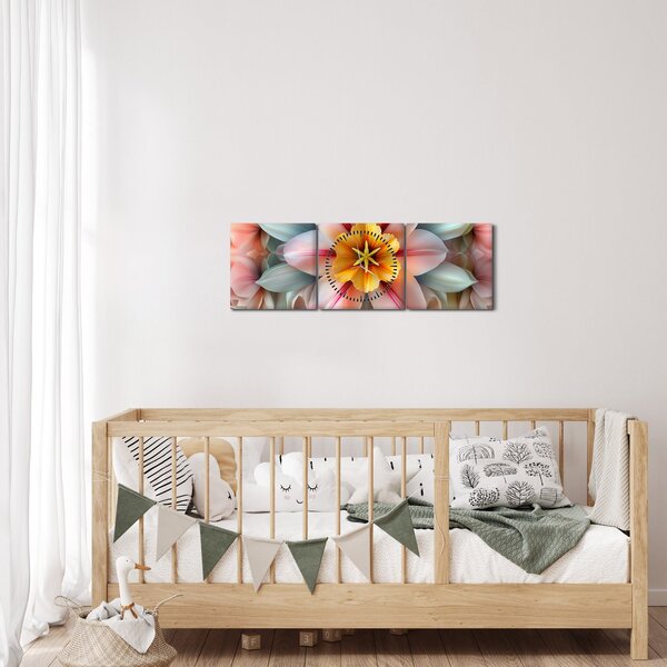 Kép - Kaleidoszkópos virág (órával) (90x30 cm)