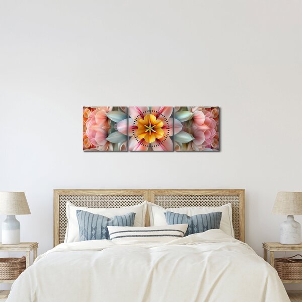 Kép - Kaleidoszkópos virág (órával) (90x30 cm)