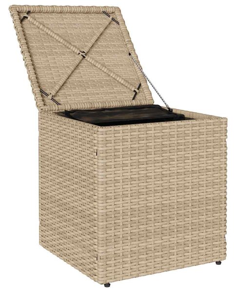 2 db bézs polyrattan kerti szék párnával 40x40x43 cm
