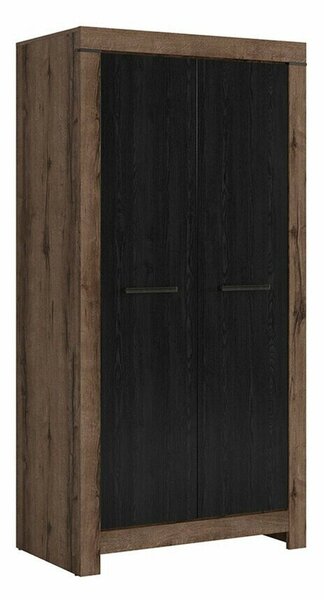 Gardróbszekrény Dunfelu 111, Laminált forgácslap, 195x98x55cm, Fekete tölgy, Monastery tölgy