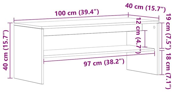 Betonszürke forgácslap TV-szekrény 100 x 40 x 40 cm