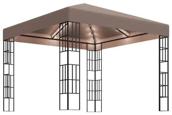 Tópszínű pavilon LED fényfüzérrel 3 x 3 m