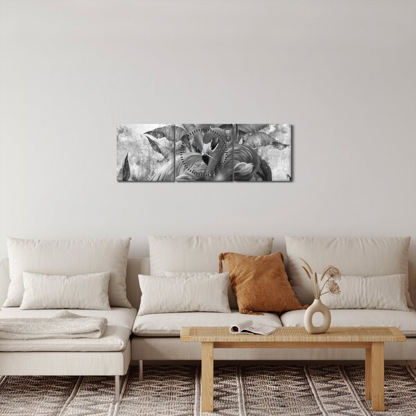 Kép - Flamingók graffiti (órával) (90x30 cm)