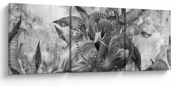 Kép - Flamingók graffiti (órával) (90x30 cm)