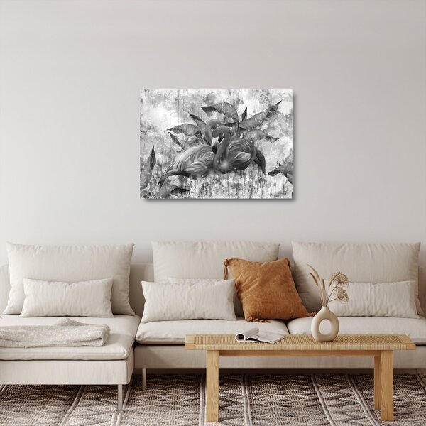 Üveg kép - Flamingók graffiti (70x50 cm)