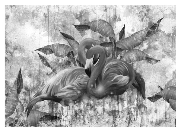 Üveg kép - Flamingók graffiti (70x50 cm)