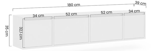 Zolia fali négyajtós TV-szekrény 180 cm - elegant dió