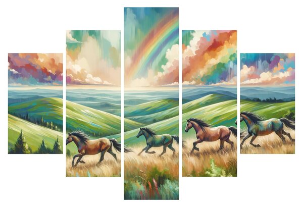 Kép – Vágtázó lovak a tájban (150x105 cm)