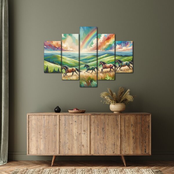 Kép – Vágtázó lovak a tájban (150x105 cm)