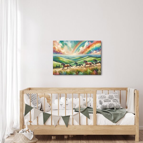 Kép – Vágtázó lovak a tájban (70x50 cm)