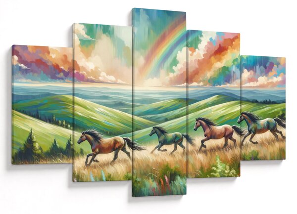 Kép – Vágtázó lovak a tájban (150x105 cm)
