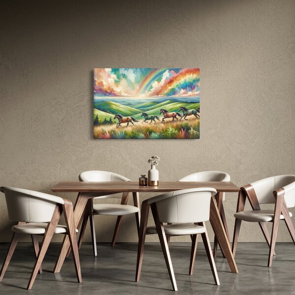 Kép – Vágtázó lovak a tájban (90x60 cm)