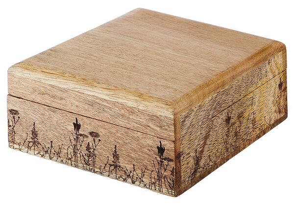 FLOWER BOX mangófa tárolódoboz virág mintával 14 x 14cm