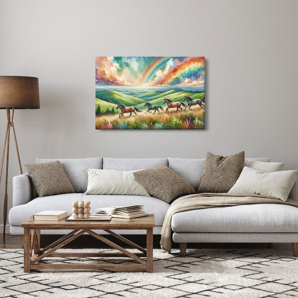 Kép – Vágtázó lovak a tájban (90x60 cm)