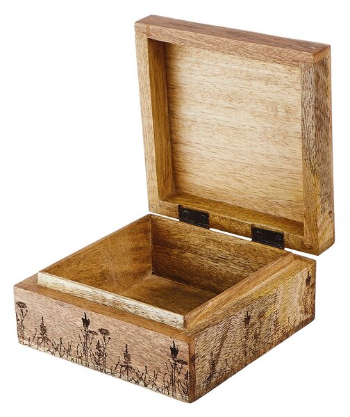 FLOWER BOX mangófa tárolódoboz virág mintával 14 x 14cm