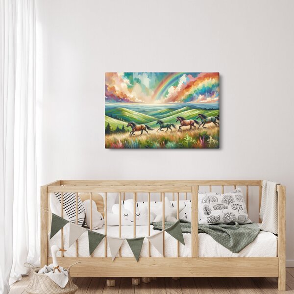 Kép – Vágtázó lovak a tájban (90x60 cm)