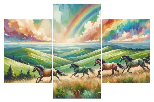 Kép – Vágtázó lovak a tájban (90x60 cm)