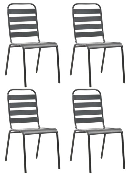 VidaXL 4 darab sötétszürke acél kültéri szék lécezett dizájnnal