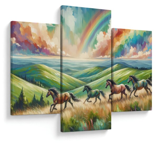 Kép – Vágtázó lovak a tájban (90x60 cm)