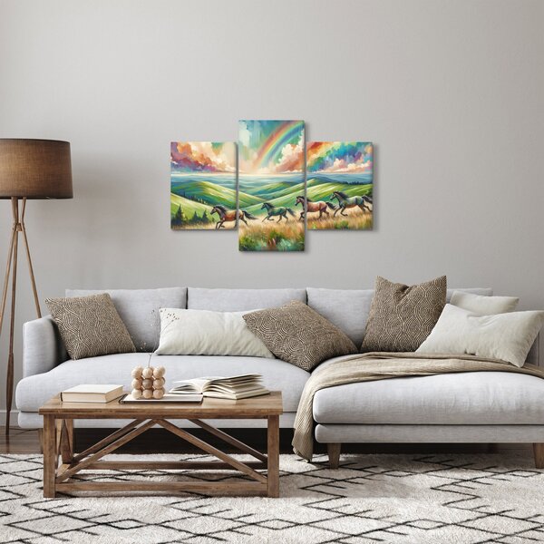 Kép – Vágtázó lovak a tájban (90x60 cm)