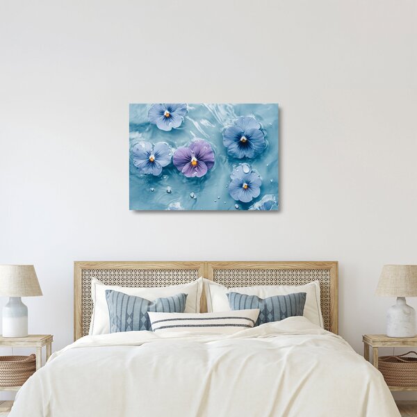 Üveg kép - Ibolyák a vízben (70x50 cm)