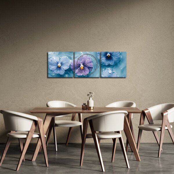 Kép - Ibolyák a vízben (órával) (90x30 cm)
