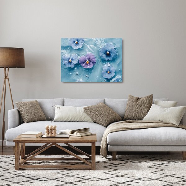 Üveg kép - Ibolyák a vízben (70x50 cm)