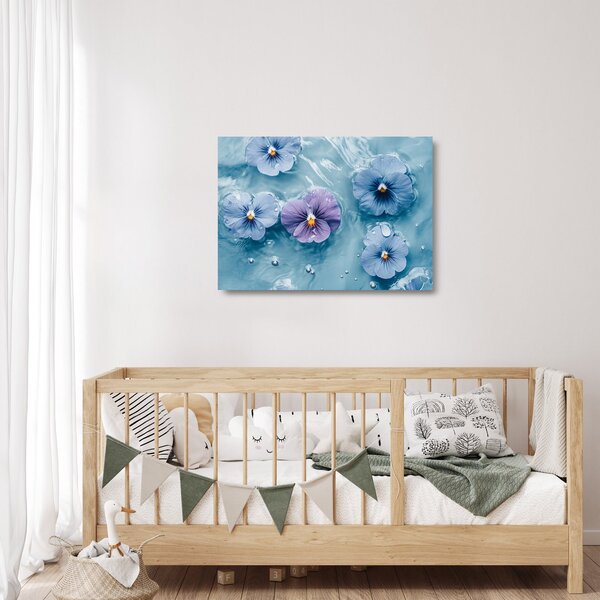 Üveg kép - Ibolyák a vízben (70x50 cm)