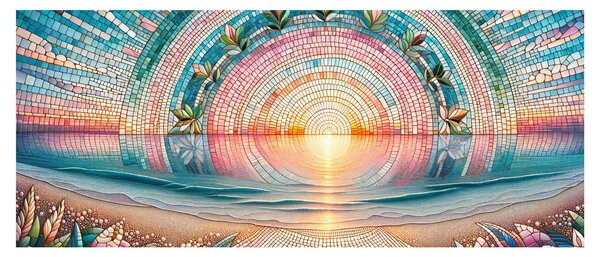 Kép – Naplemente mozaik (120x50 cm)