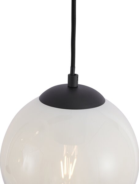 Modern fekete függőlámpa fehér üveggel, téglalap alakú, 6-lámpás - Misty