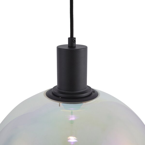 Design függőlámpa fekete szivárványos üveggel 35 cm - Mallon